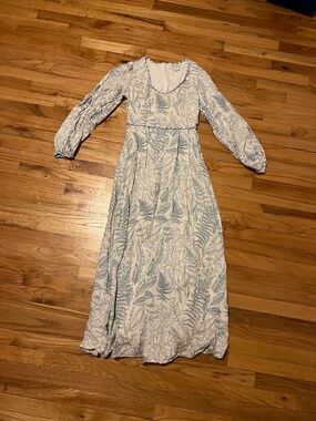 Blue and white cottage core maxi dress